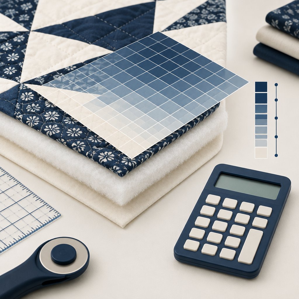 Quilt sandwich corner with a soft grid suggesting cents per square inch